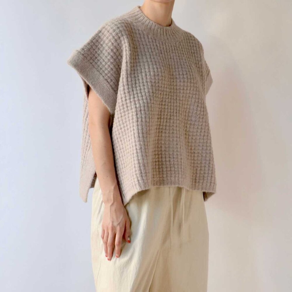 NWT Lauren Manoogian Waffle Poncho Alpaca Knit Oversized Boxy Vest